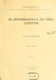 Cover of: Die Opisthobranchiata der Siboga-expedition by Rudolph Bergh