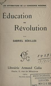 Cover of: Éducation ou révolution