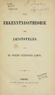 Cover of: Die Erkenntnisstheorie des Aristoteles