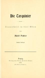 Cover of: Die Tarquinier: Trauerspiel in fünf Akten.