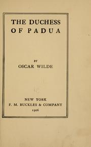 Cover of: The Duchess of Padua by Oscar Wilde