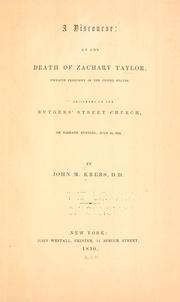 Cover of: A discourse on the death of Zachary Taylor by John Michael Krebs