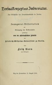 Cover of: Dorsualkonzept und Imbreviatur by Fritz Kern