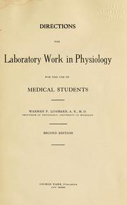 Cover of: Directions for laboratory work in physiology: for the use of medical students