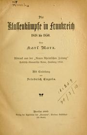 Cover of: Die Klassenkämpfe in Frankreich 1848 bis 1850 by Karl Marx