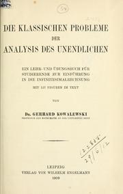 Cover of: klassischen Probleme der Analysis des Unendlichen: ein Lehr- und Übungsbuch für Studierende zur Einführung in die Infinitesimalrechnung.