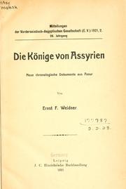 Cover of: Die Könige von Assyrien by Ernst Weidner