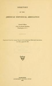 Cover of: Directory of the American historical association ... | American Historical Association