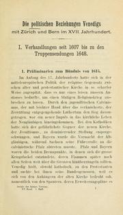Cover of: Die politischen Beziehungen Venedigs mit Zürich und Bern im XVII. Jahrhundert. by 