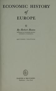 Cover of: Economic history of Europe. by Heaton, Herbert