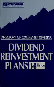 Cover of: Directory of companies offering dividend reinvestment plans by Sumie Kinoshita