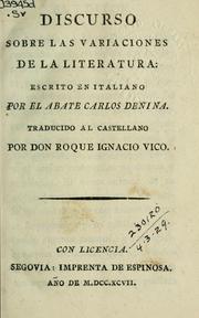 Cover of: Discurso sobre las variaciones de la literatura; escrito en italiano