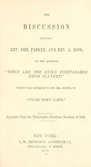 Cover of: discussion between Rev. Joel Parker, and Rev. A. Rood