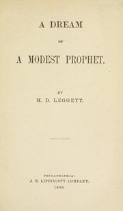 Cover of: Dream of a modest prophet