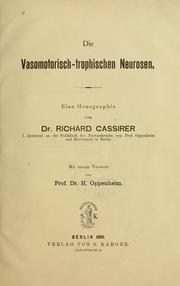 Cover of Die vasomotorisch-trophischen Neurosen by richard cassirer