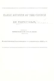 Cover of: Early records of the church in Topsfield | John H. Gould