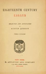 Cover of: Eighteenth century essays by Austin Dobson