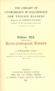 Cover of: Ecclesiological essays. by J. Wickham Legg