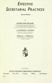 Cover of: Effective secretarial practices by Esther Kihn Beamer, Esther Kihn Beamer