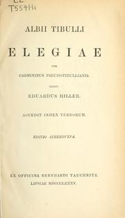 Cover of: Elegiae by Albius Tibullus