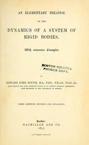 Cover of: An elementary treatise on the dynamics of a system of rigid bodies