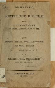 Cover of: Dissertatio de sortitione Judicum apud Athenienses: ad Sholl. [sic] Aristoph. Plut. v. 277