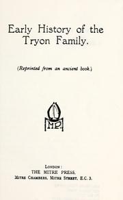 Early history of the Tryon family