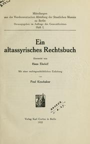 Cover of: Ein altassyrisches Rechtsbuch