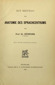 Cover of: Ein Beitrag zur Anatomie des Sprachcentrums