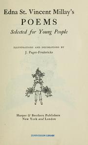 Cover of: Edna St. Vincent Millay's poems: selected for young people