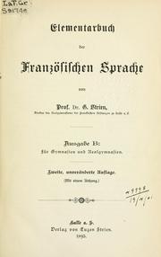 Cover of: Elementarbuch der französischen Sprache, Ausgabe B. by G. Strien