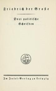 Cover of: Drei politische Schriften.