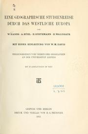 Cover of: Eine geographische studienreise durch das westliche Europa by Walter Hanns