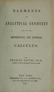 Cover of: Elements of analytical geometry and of the differential and integral calculus.