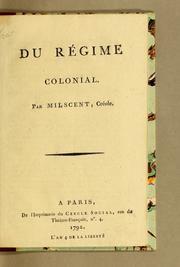 Cover of: Du régime colonial