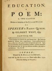 Cover of: Education, a poem: in two cantos. Written in imitation of the style and manner of Spenser's Fairy queen.