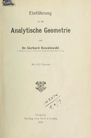 Cover of: Einführung in die analytische Geometrie.