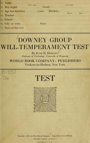 Cover of: Downey group will-temperament test