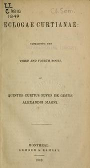 Cover of: Eclogae Curtianae by Quintus Curtius Rufus