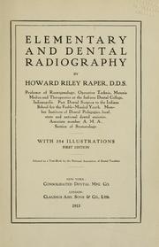 Cover of: Elementary and dental radiography by Raper, Howard