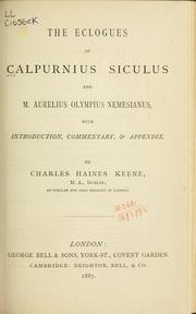 Cover of: Eclogues of Calpurnius Siculus and M. Aurelius Olympius Nemesianus
