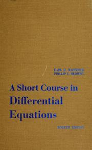 Elementary Differential Equations By Earl David Rainville | Open Library