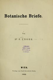 Cover of: Botanische Briefe. by F. Unger