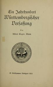 Cover of: Ein Jahrhundert Württembergischer Verfassung.