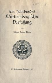 Cover of: Ein Jahrhundert Württembergischer Verfassung