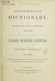 Cover of: English-Hungarian dictionary by Ferencz Bizonfy