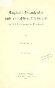 Cover of: Englische Schauspieler und englisches Schauspiel zur Zeit Shakespeares in Deutschland.