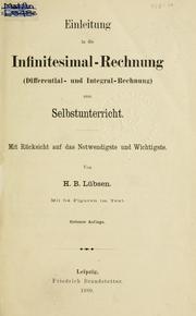 Cover of: Einleitung in die Infinitesmal-Rechnung by Heinrich Borchert Lübsen