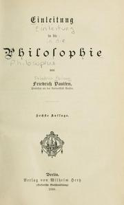 Cover of: Einleitung in die Philosophie. by Paulsen, Friedrich