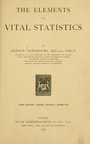 Cover of: The elements of vital statistics by Sir Arthur Newsholme